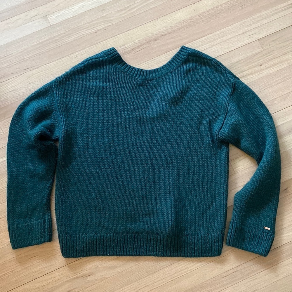 PINK BY Victoria Secret Emerald Green Reversible Sweater
